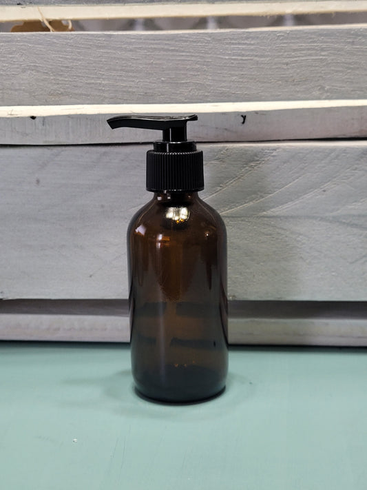 4 Ounce Amber Glass Bottle with Pump