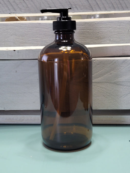 16 Ounce Amber Glass Bottle with Pump